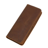 I0I&I0I Genuine Leather Men's Long Wallet Crazy Horse Leather Business Retro Multi-Card Position Clutch Fashion Casual Wallet (Brown)